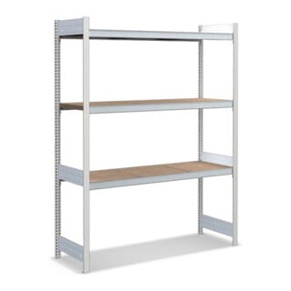 Grand ensemble d'étagères avec étagère de base en aggloméré à 3 niveaux gris clair Bito