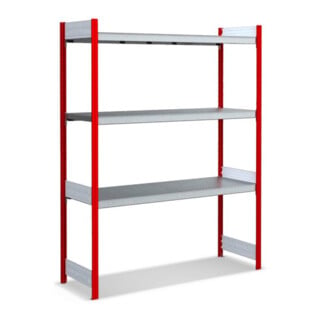 Jeu de base pour grande étagère Bito, 350kg, 3 niveaux, RAL 3000 rouge feu