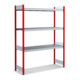 Jeu de base pour grande étagère Bito, 350kg, 3 niveaux, RAL 3000 rouge feu-1