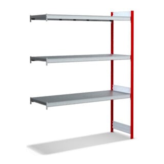Bito Large Shelving, add-on bay set, shelf, 350kg, 3 niveaux, RAL 3000 Rouge feu