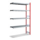 Bito Large Shelf Base Set, 350kg, 4 Niveaux, RAL 3000 Rouge Feu-1
