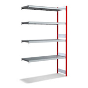 Bito Large Shelf Base Set, 350kg, 4 Niveaux, RAL 3000 Rouge Feu
