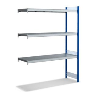 Bito Großfachregal, Anbaufeld Set, Fachboden, 350kg, 3 Ebenen, RAL 5010 Enzianblau