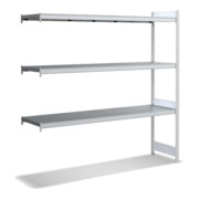 Bito Großfachregal, Anbaufeld Set, Fachboden, 350kg, 3 Ebenen, RAL 7035 Lichtgrau