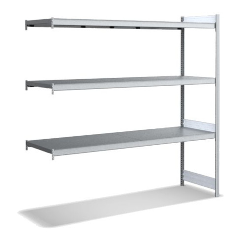 Bito Großfachregal, Anbaufeld Set, 350kg, Fachboden, 3 Ebenen, glanzverzinkt