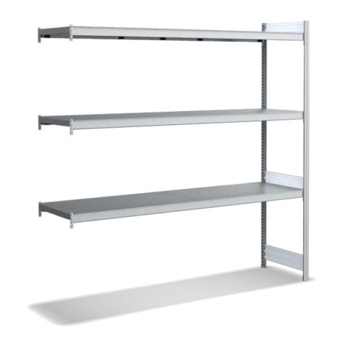 Bito Großfachregal, Anbaufeld Set, 350kg, Fachboden, 3 Ebenen, glanzverzinkt