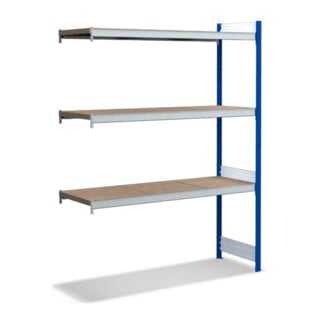 Bito Großfachregal, Anbaufeld Set, Spanplatten, 350kg, 3 Ebenen, RAL 5010 Enzianblau