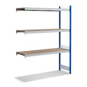 Bito Großfachregal, Anbaufeld Set, Spanplatten, 350kg, 3 Ebenen, RAL 5010 Enzianblau