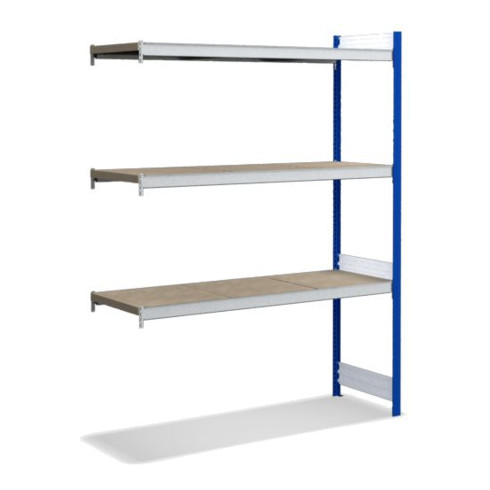 Bito Großfachregal, Anbaufeld Set, Spanplatten, 350kg, 3 Ebenen, RAL 5010 Enzianblau