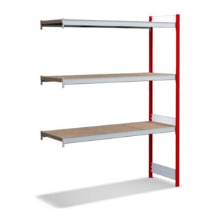 Bito Großfachregal, Anbaufeld Set, Spanplatten, 350kg, 3 Ebenen, RAL 3000 Feuerrot
