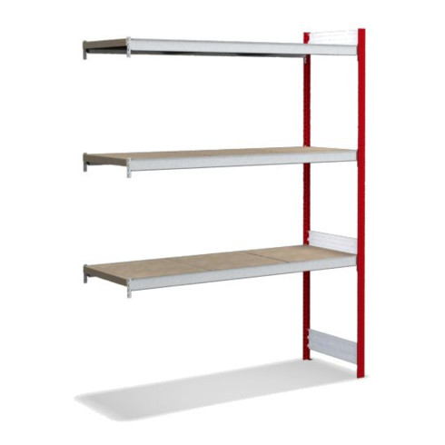 Bito Großfachregal, Anbaufeld Set, Spanplatten, 350kg, 3 Ebenen, RAL 3000 Feuerrot