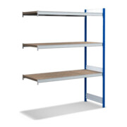 Bito Großfachregal, Anbaufeld Set, Spanplatten, 350kg, 3 Ebenen, RAL 5010 Enzianblau