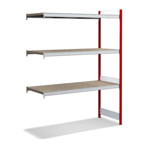 Bito Großfachregal, Anbaufeld Set, Spanplatten, 350kg, 3 Ebenen, RAL 3000 Feuerrot