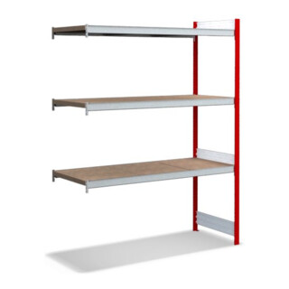 Bito Großfachregal, Anbaufeld Set, Spanplatten, 350kg, 3 Ebenen, RAL 3000 Feuerrot