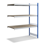 Bito Großfachregal, Anbaufeld Set, Spanplatten, 350kg, 3 Ebenen, RAL 5010 Enzianblau