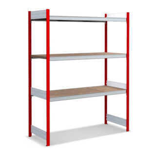 Bito Großfachregal-Set mit 3 Ebenen Spanplatte, Grundfeld feuerrot