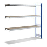 Bito Großfachregal, Anbaufeld Set, Spanplatten, 350kg, 3 Ebenen, RAL 5010 Enzianblau