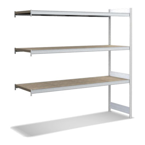 Bito Großfachregal, Anbaufeld Set, Spanplatten, 350kg, 3 Ebenen, RAL 7035 Lichtgrau