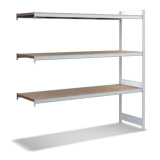 Bito Großfachregal, Anbaufeld Set, Spanplatten, 350kg, 3 Ebenen, RAL 7035 Lichtgrau