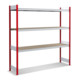 Bito Großfachregal-Set mit 3 Ebenen Spanplatte, Grundfeld feuerrot-1