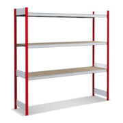 Bito Großfachregal-Set mit 3 Ebenen Spanplatte, Grundfeld feuerrot
