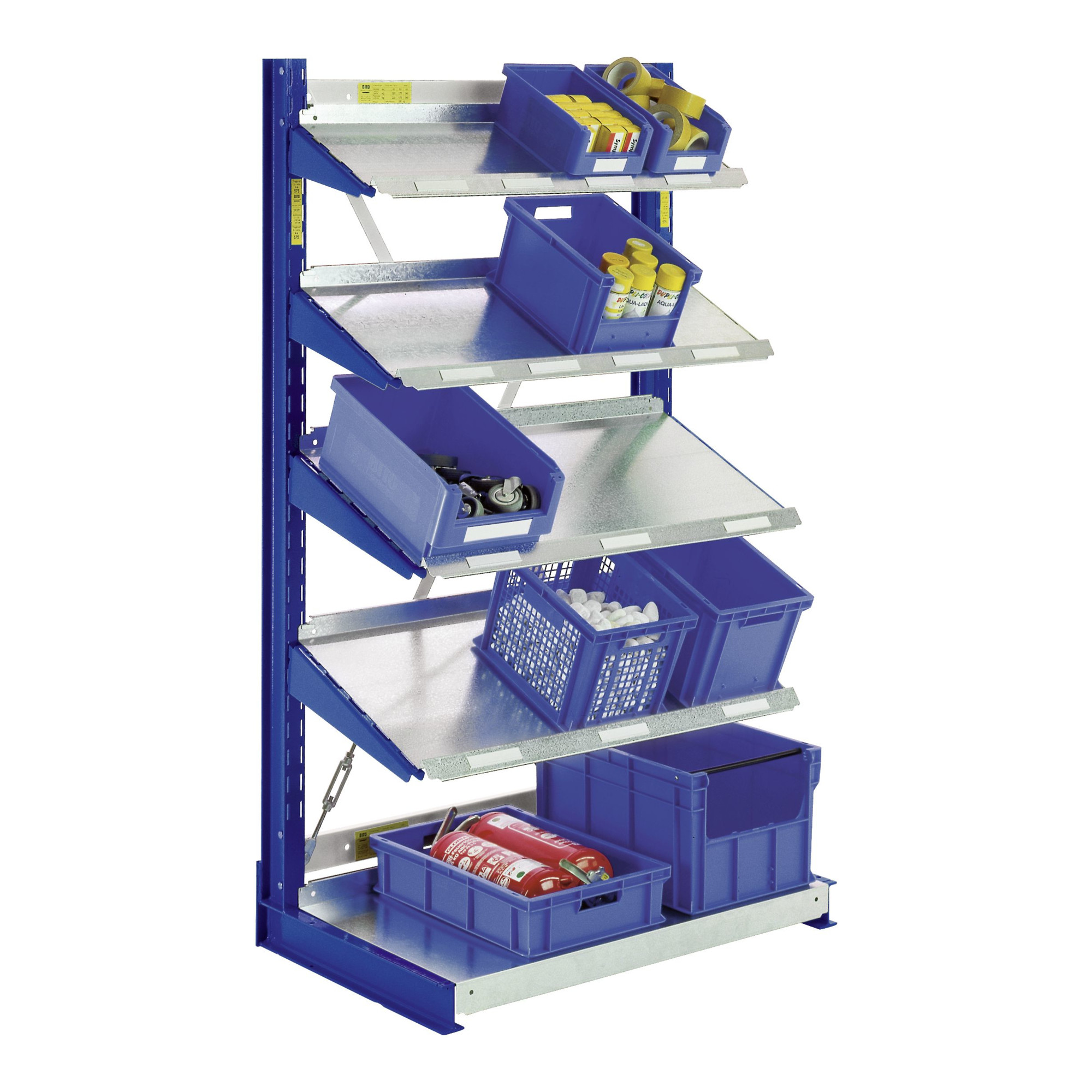 Bito Kragarmregal Set / NT300 IPE100 TypL G H1980xL1115xT1300 mm, doppelseitig enzianblau