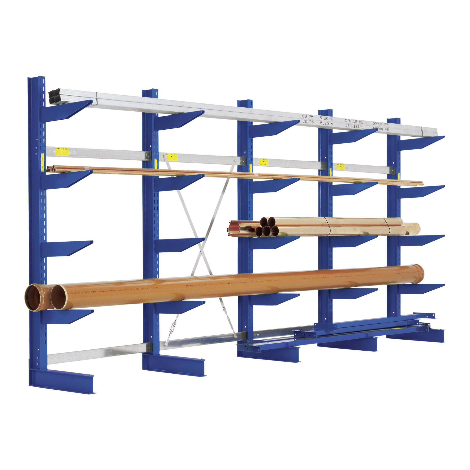 Bito Kragarmregal Set / NT400 IPE140 TypS H2500xL4316xT540 mm 5 Ständer, einseitig enzianblau