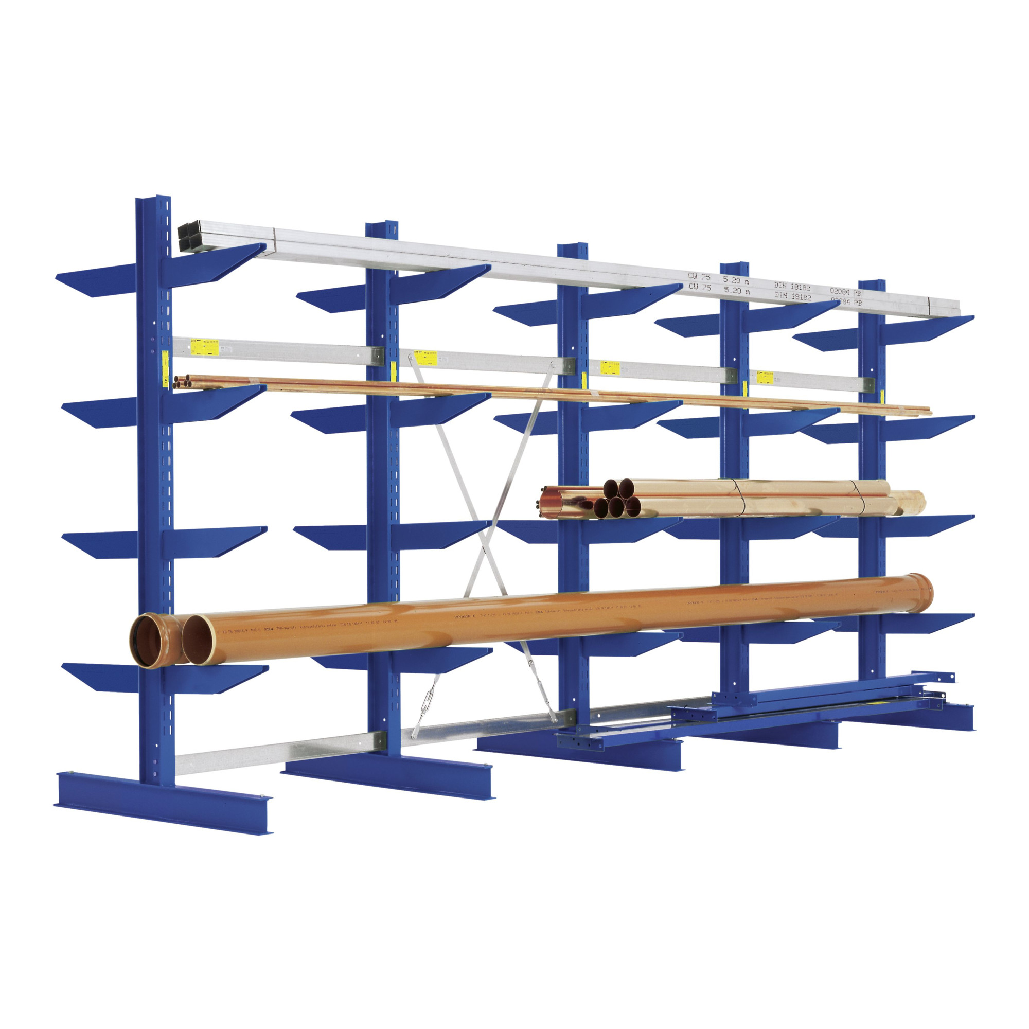 Bito Kragarmregal Set / NT850 IPE140 TypS H2500xL5080xT1840 mm 5 Ständer, doppelseitig enzianblau