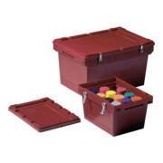 Bito Mehrwegbehälter für Gefahrenstoffe mit fest montierten Metallverschlüssen und Stülpdeckel, rot
