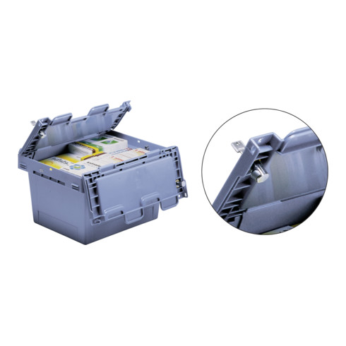 Bito Mehrwegbehälter mit Deckel/Bügel/Kufe / MBD64321BS1 L600xB400xH323 mm, taubenblau