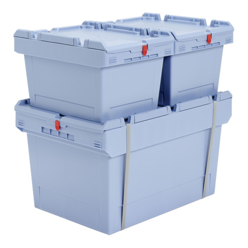 Bito Mehrwegbehälter mit Deckel/Bügel/Kufe / MBDU84321 L800xB400xH323 mm, taubenblau