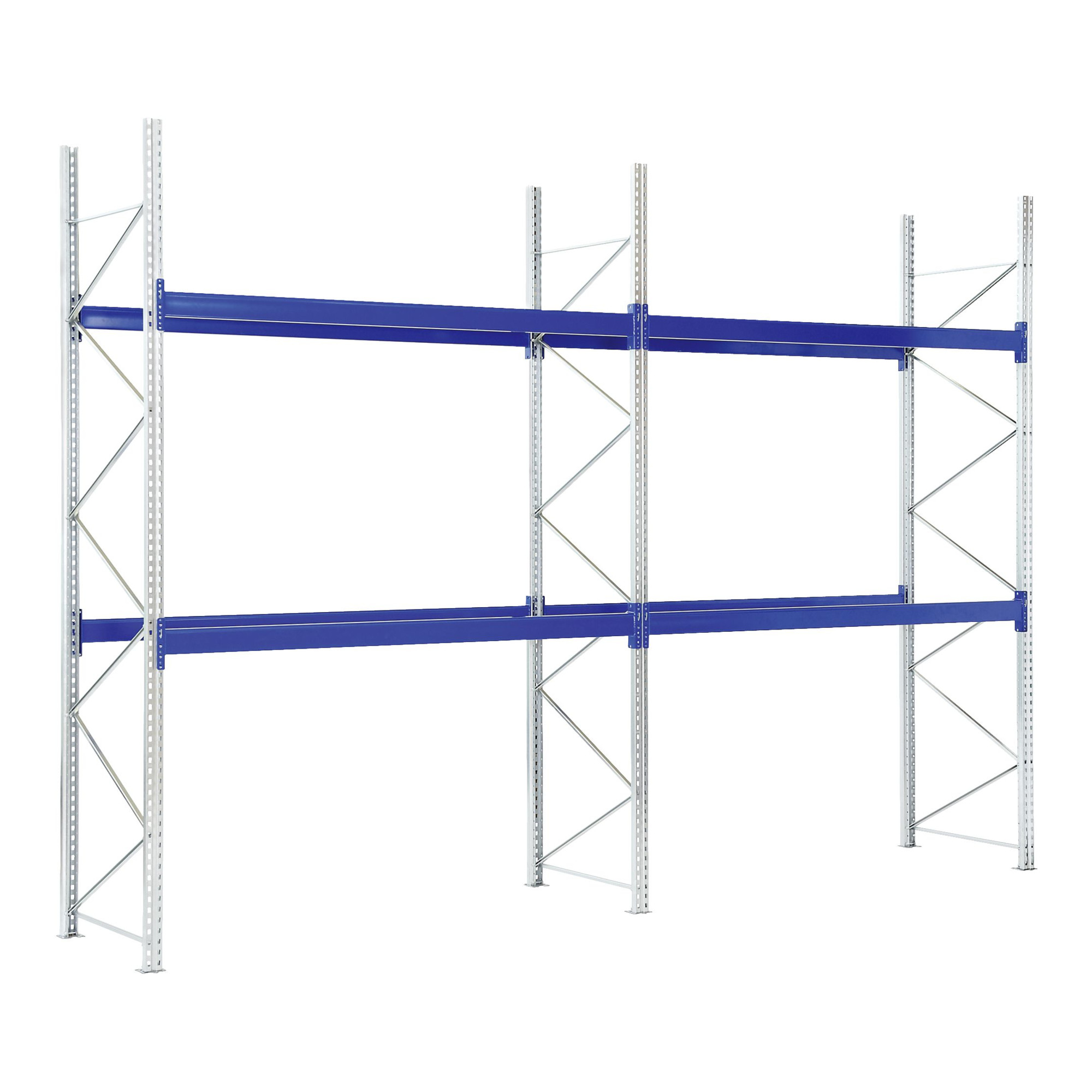 Bito Paletten-Komplettregal-Set P1 mit 2 Ebenen H4500xT1100xL28400 mm 600 kg, unmontiert enzianblau