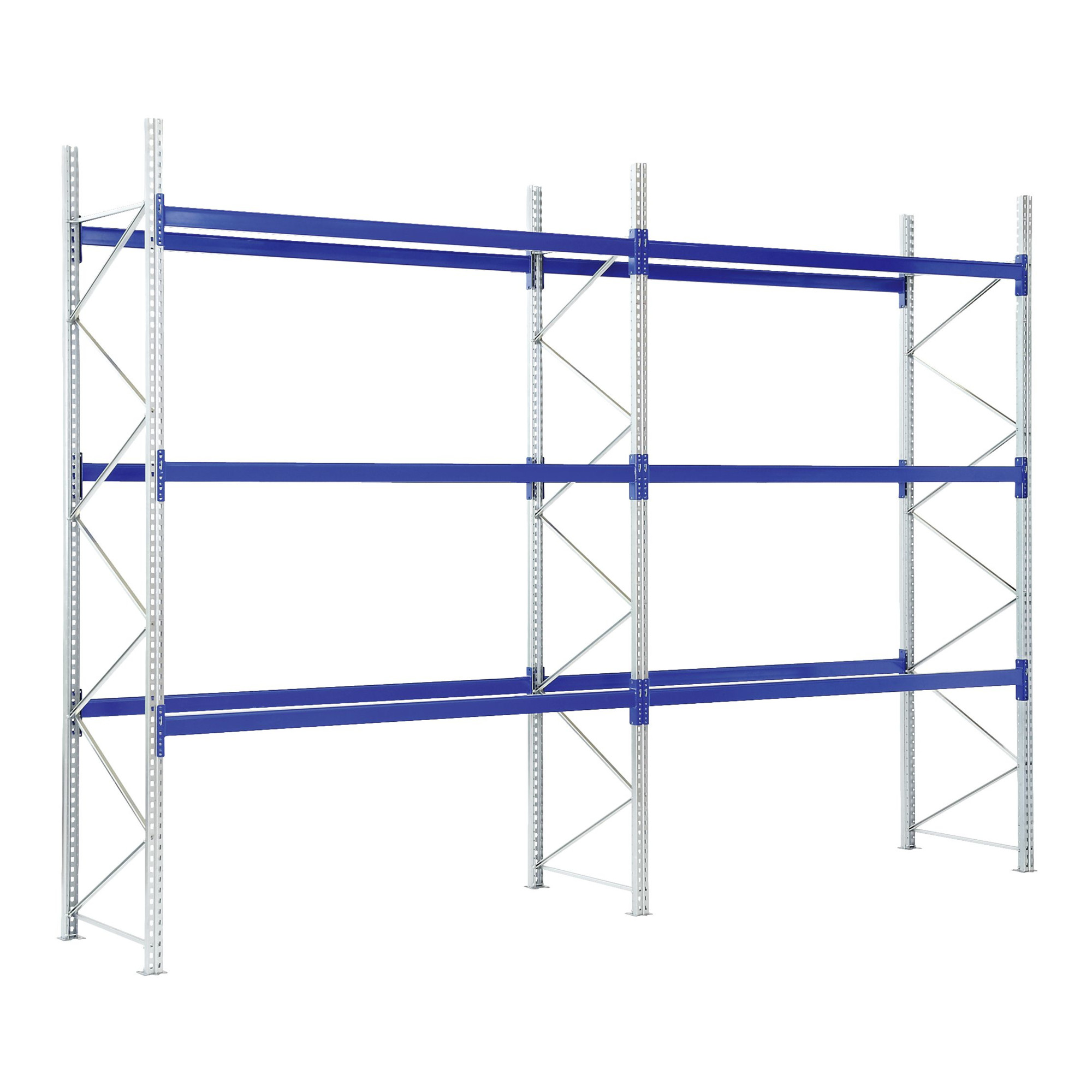 Bito Paletten-Komplettregal-Set P2 mit 3 Ebenen H4500xT1100xL5800 mm 800 kg, unmontiert enzianblau