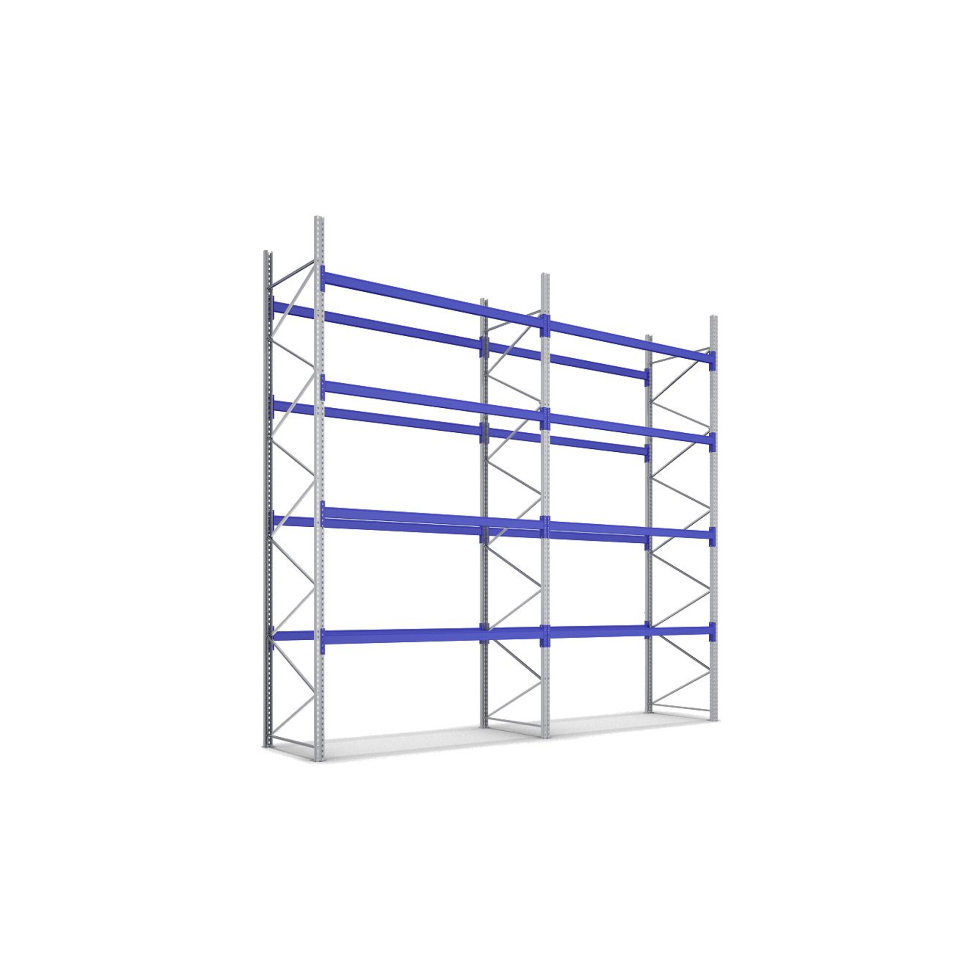 Bito Paletten-Komplettregal-Set P2 mit 4 Ebenen H5500xT1100xL17100 mm 600 kg, unmontiert enzianblau