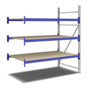 Bito Weitspannregal Set / F2 Anbaufeld 3 Ebenen H2000xT1100xB1800 mm, Spanplatte enzianblau-3