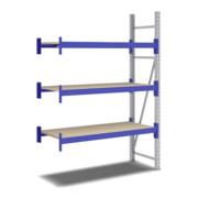 Bito Weitspannregal Set / F2 Anbaufeld 3 Ebenen H2000xT600xB1350 mm, Spanplatte enzianblau-3