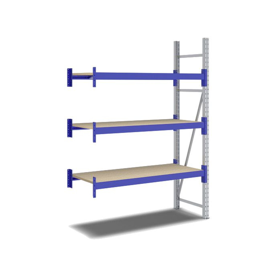 Bito Weitspannregal Set / F2 Anbaufeld 3 Ebenen H2000xT600xB1350 mm, Spanplatte enzianblau