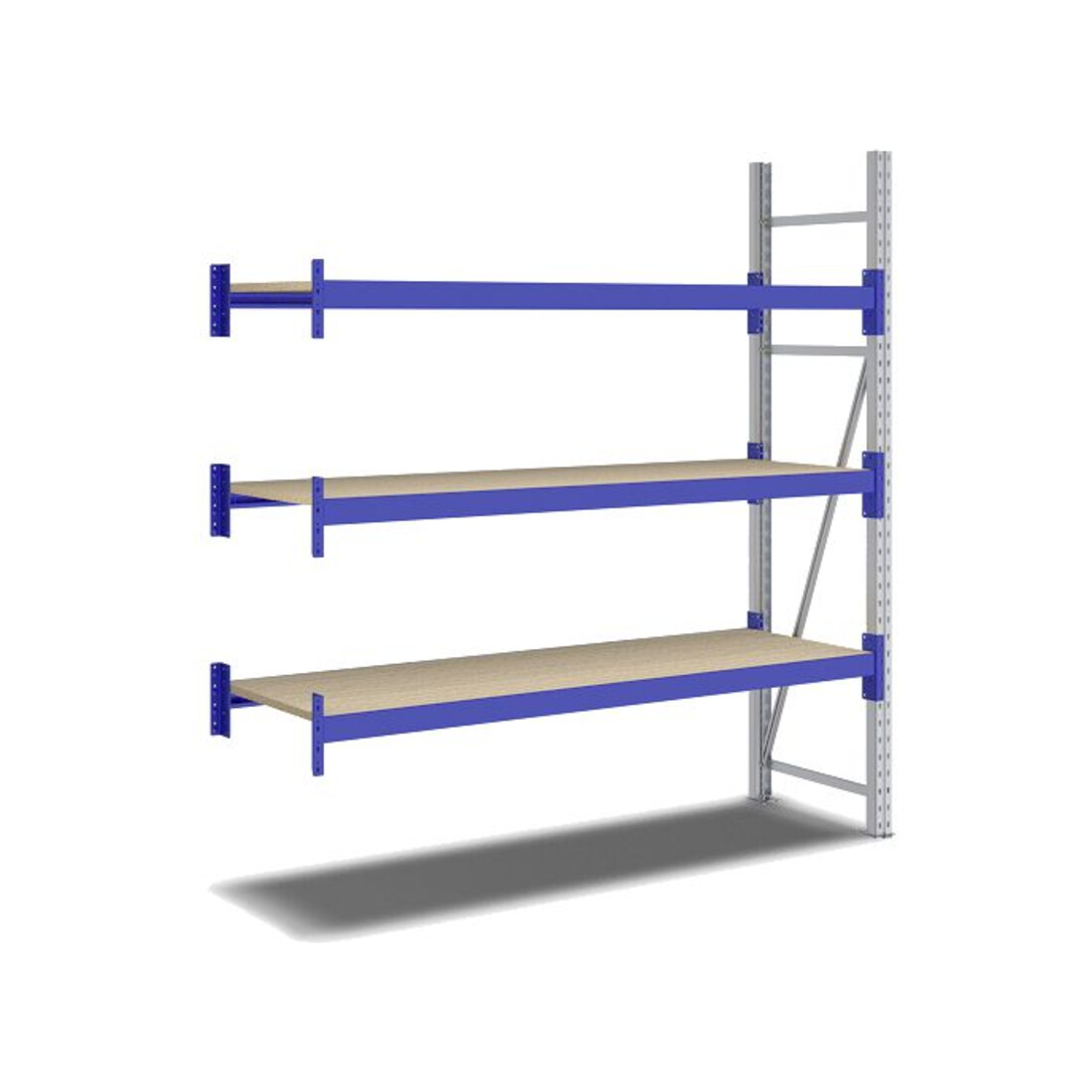 Bito Weitspannregal Set / F2 Anbaufeld 3 Ebenen H2000xT600xB1800 mm, Spanplatte enzianblau