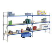 Bito Weitspannregal Set / F2 Anbaufeld 3 Ebenen H2000xT600xB1800 mm, Spanplatte enzianblau-3