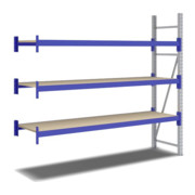 Bito Weitspannregal Set / F2 Anbaufeld 3 Ebenen H2000xT600xB2200 mm, Spanplatte enzianblau-3