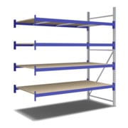 Bito Weitspannregal Set / F2 Anbaufeld 4 Ebenen H2500xT1100xB2200 mm, Spanplatte enzianblau-3