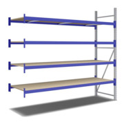 Bito Weitspannregal Set / F2 Anbaufeld 4 Ebenen H2500xT800xB2700 mm, Spanplatte enzianblau-3