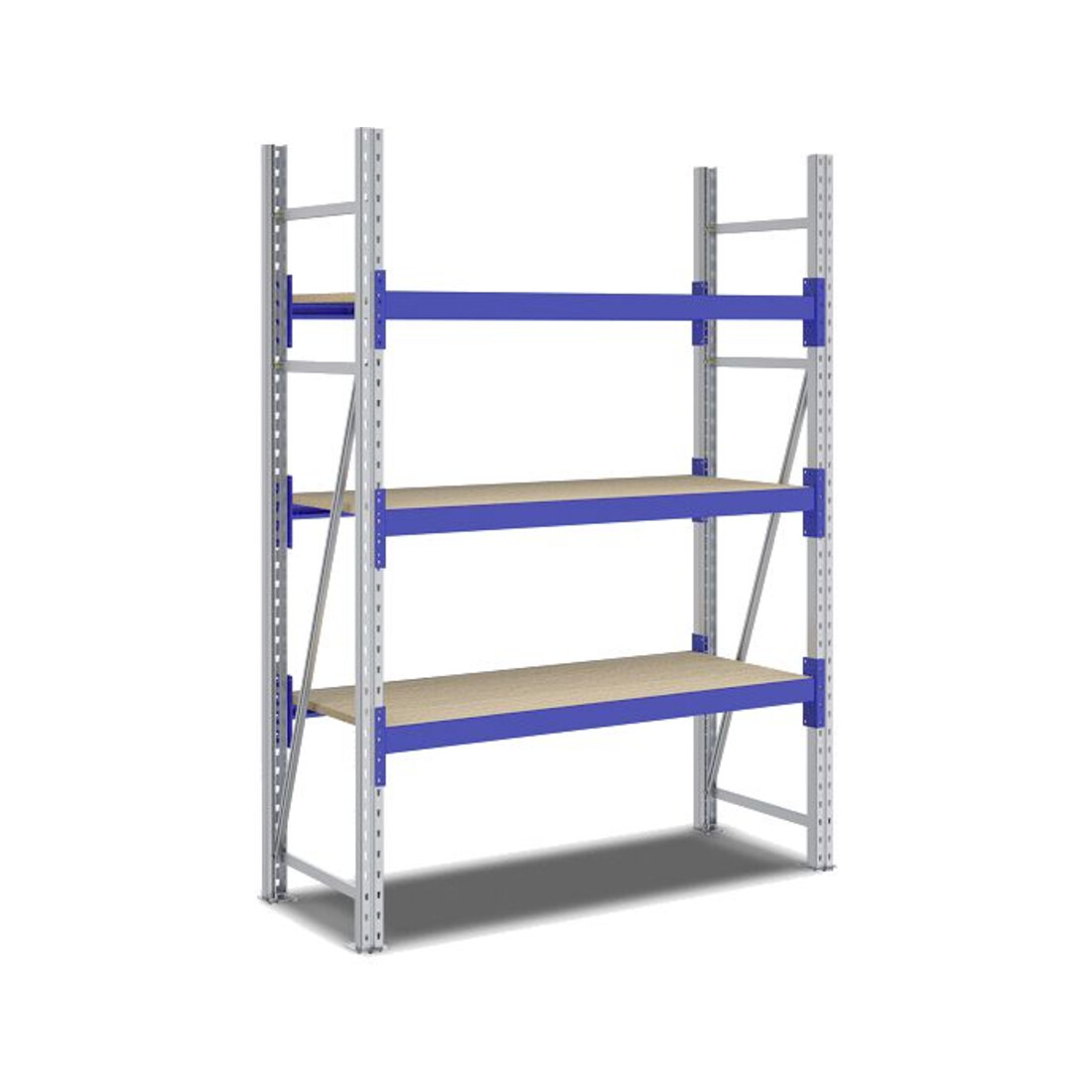 Bito Weitspannregal Set / F2 Grundfeld 3 Ebenen H2000xT600xB1350 mm, Spanplatte enzianblau