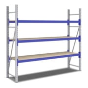 Bito Weitspannregal Set / F2 Grundfeld 3 Ebenen H2000xT600xB2200 mm, Spanplatte enzianblau-3