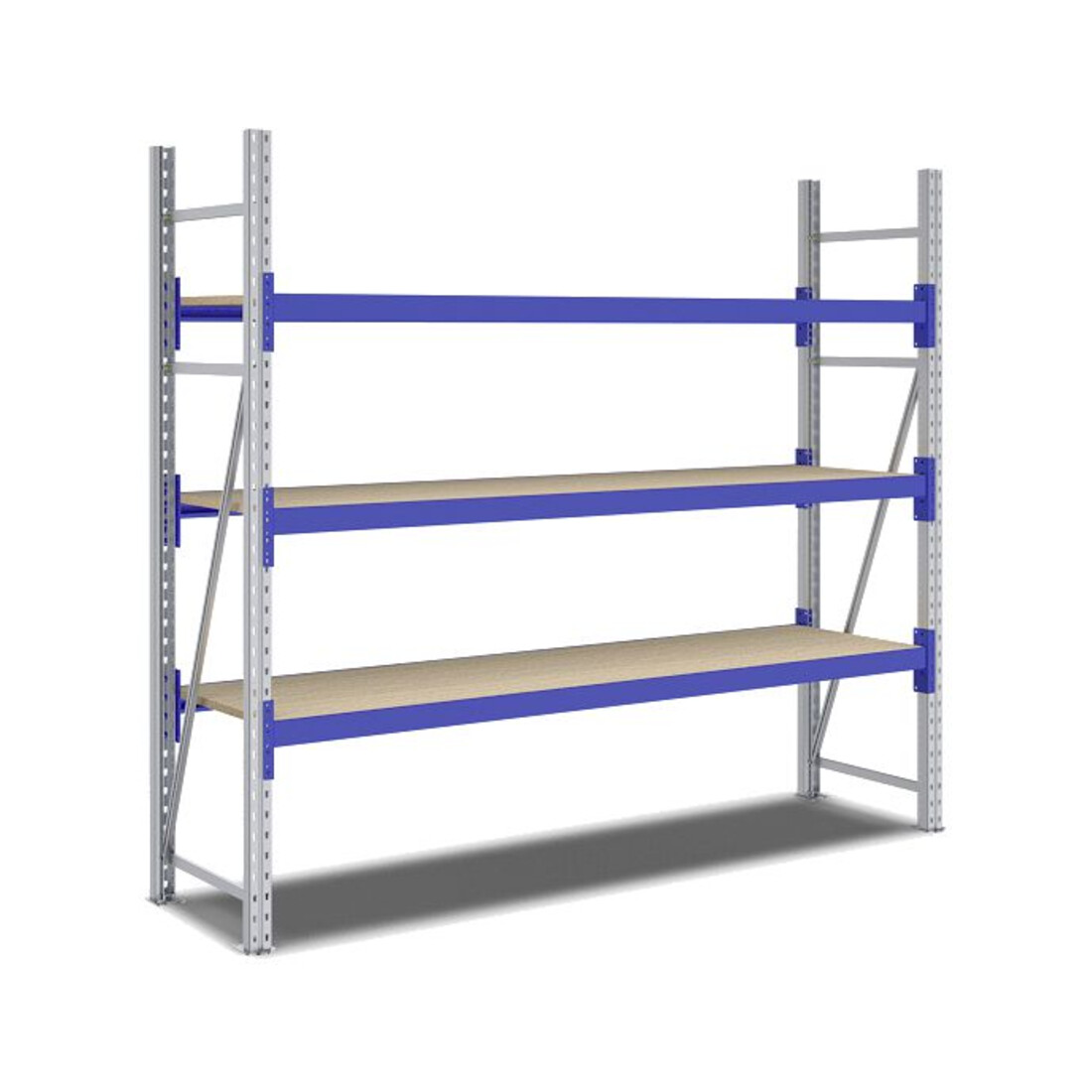 Bito Weitspannregal Set / F2 Grundfeld 3 Ebenen H2000xT600xB2200 mm, Spanplatte enzianblau