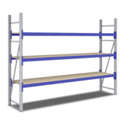 Bito Weitspannregal Set / F2 Grundfeld 3 Ebenen H2000xT600xB2700 mm, Spanplatte enzianblau-3