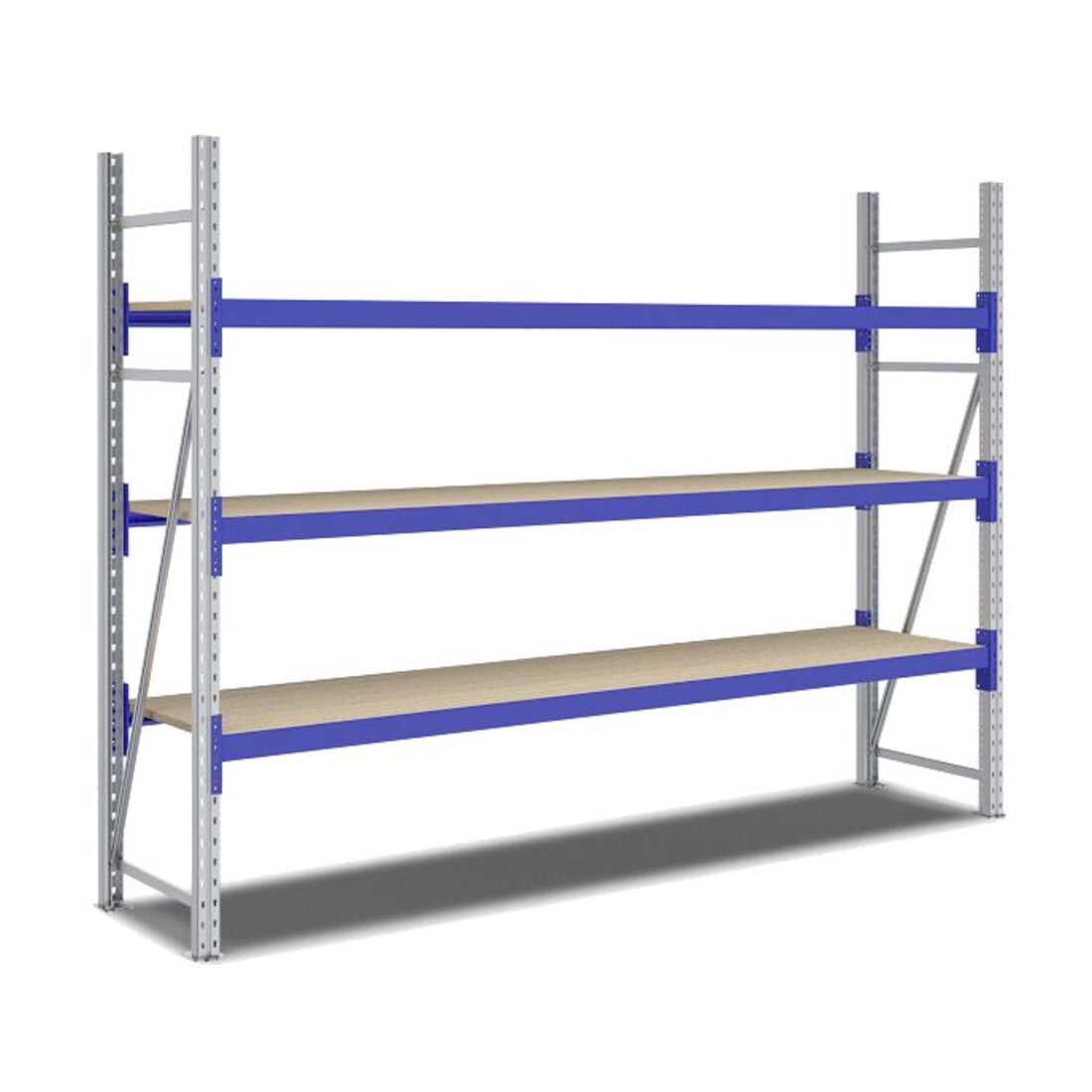 Bito Weitspannregal Set / F2 Grundfeld 3 Ebenen H2000xT600xB2700 mm, Spanplatte enzianblau