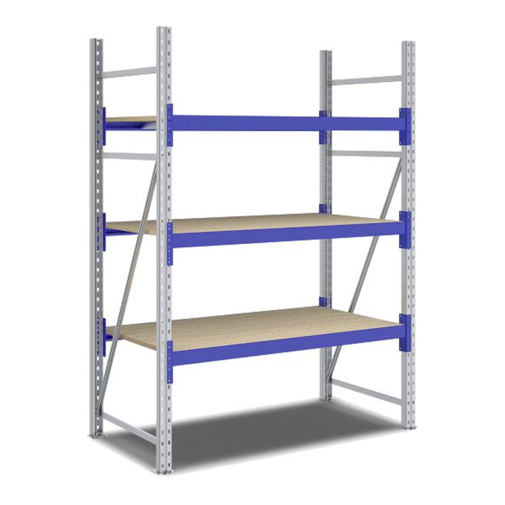 Bito Weitspannregal Set / F2 Grundfeld 3 Ebenen H2000xT800xB1350 mm, Spanplatte enzianblau
