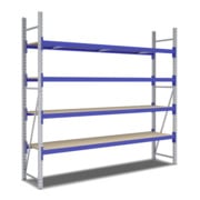 Bito Weitspannregal Set / F2 Grundfeld 4 Ebenen H2500xT600xB2700 mm, Spanplatte enzianblau-3