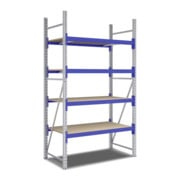 Bito Weitspannregal Set / F2 Grundfeld 4 Ebenen H2500xT800xB1350 mm, Spanplatte enzianblau-3